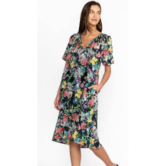 Johnny Was Dresses & Skirts - ZAHAVA TIE NECK MIDI DRESS - XL